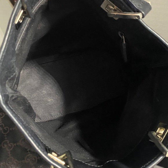AUTHENTIC Gucci Black Monogram Canvas Tote Bucket Bag - Picture 11 of 11